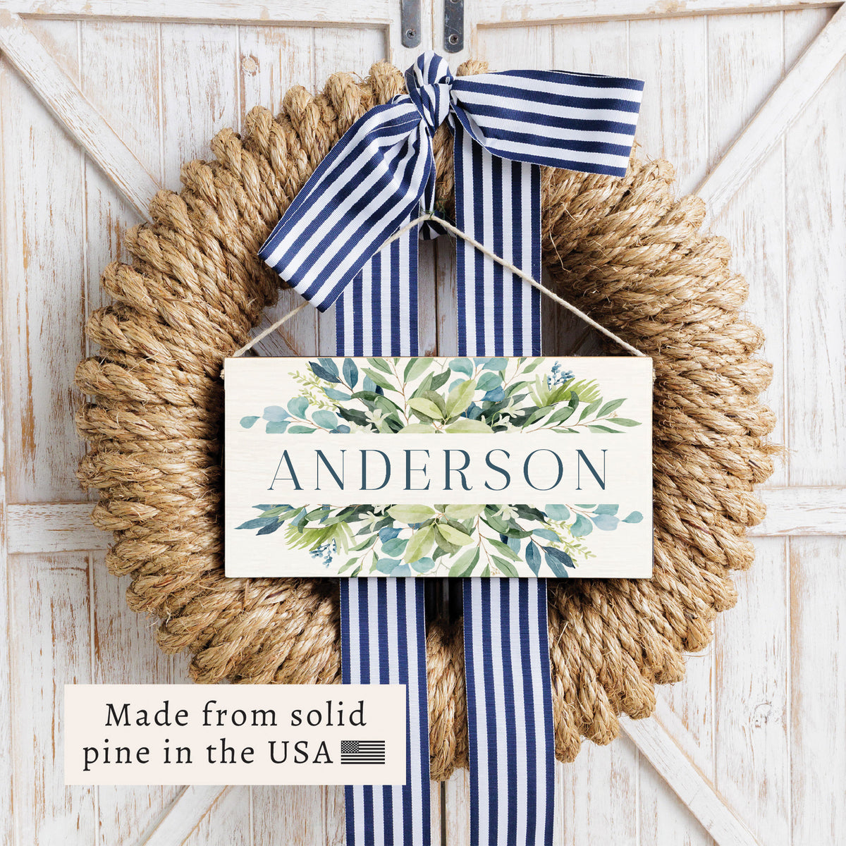 Greenery Personalized Twine Sign