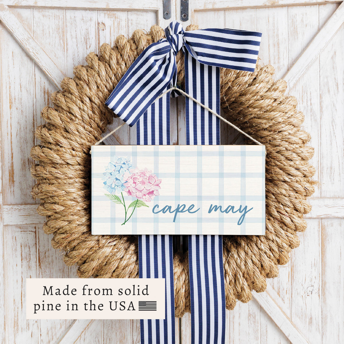 Hydrangeas Pastel Personalized Twine Sign