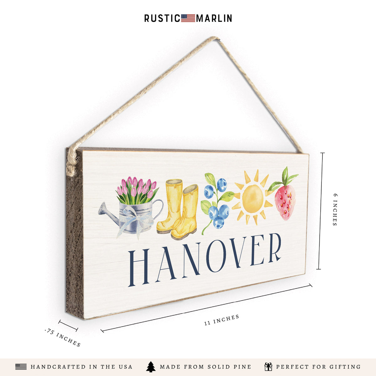 Spring Icons Personalized Twine Sign