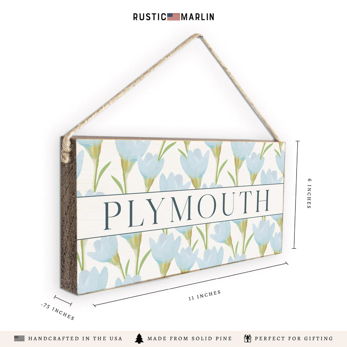 Blue Blossom Personalized Twine Sign
