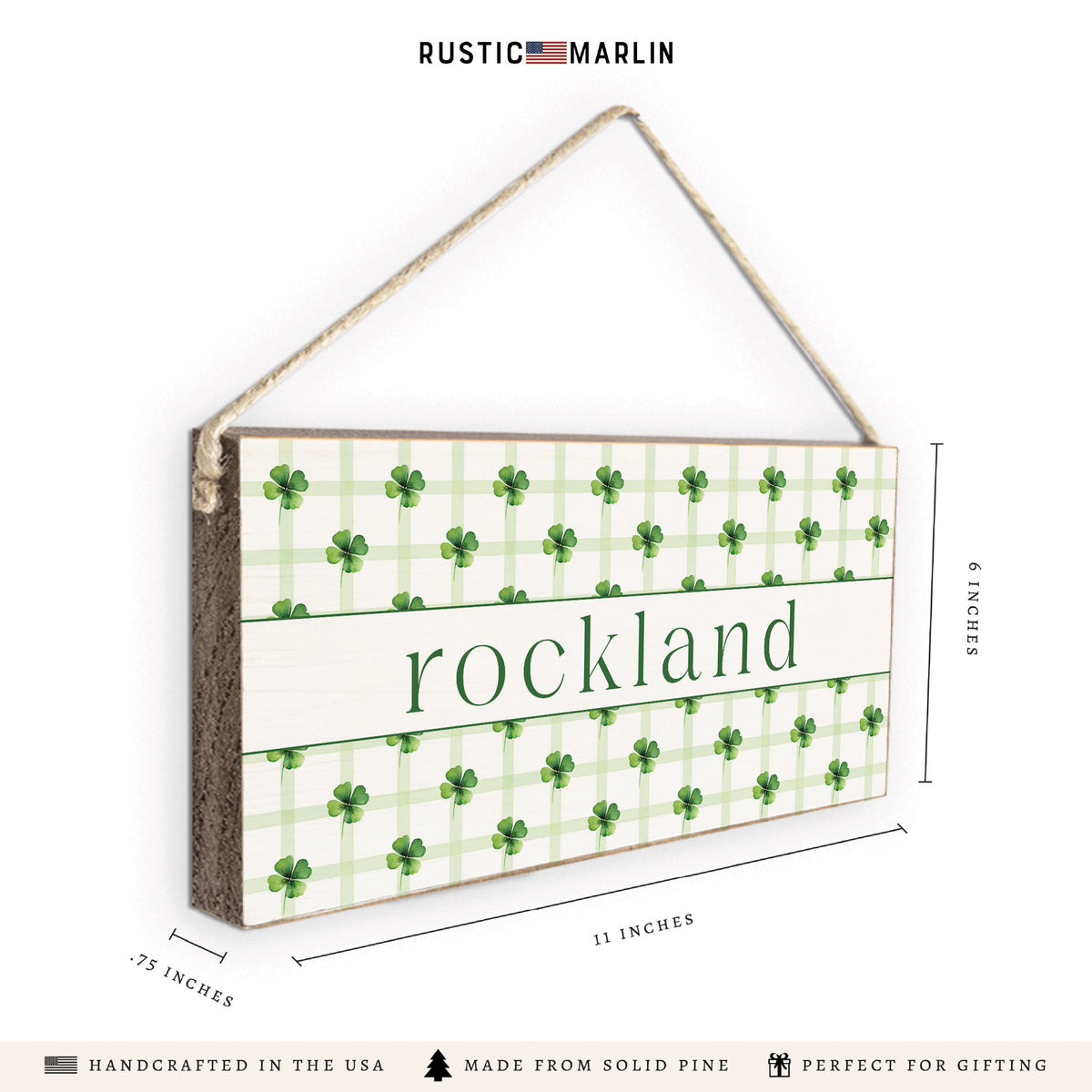 Shamrocks Gingham Personalized Twine Sign