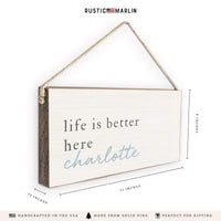 Life Is Better Here Personalized Twine Sign
