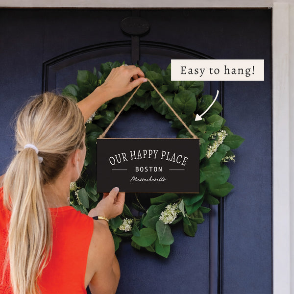 Our Happy Place Personalized Twine Sign