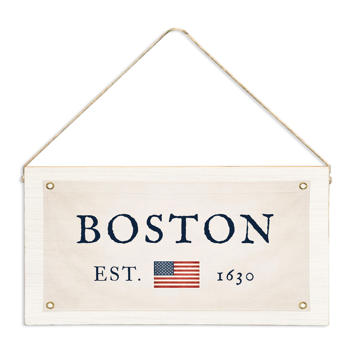 American Flag Est Personalized Twine Sign