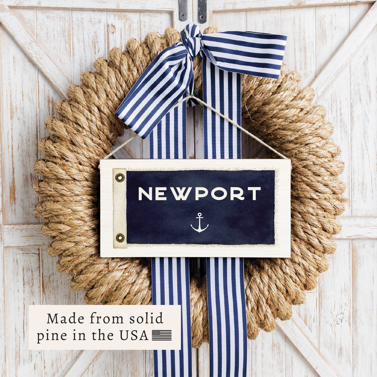 Anchor Vintage Flag Personalized Twine Sign