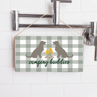 Green Gingham Lab Camping Buddies Twine Sign