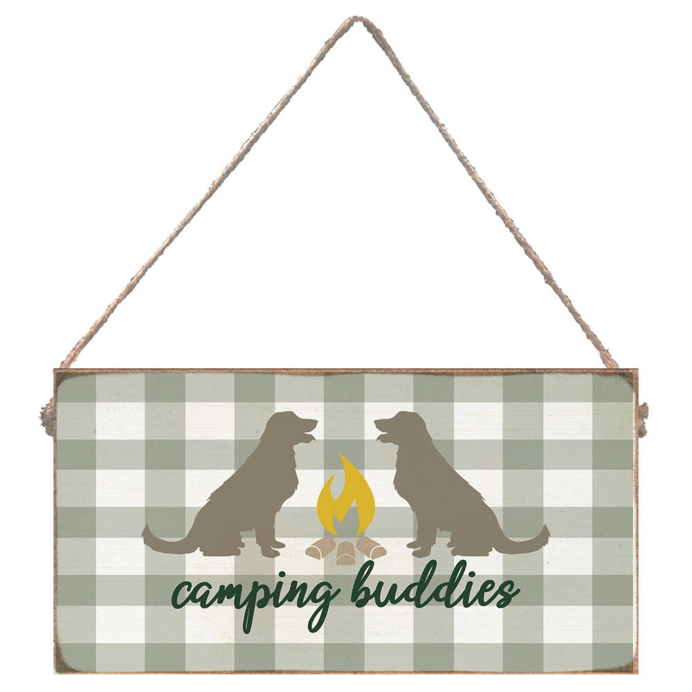 Green Gingham Lab Camping Buddies Twine Sign