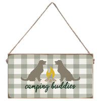 Green Gingham Lab Camping Buddies Twine Sign