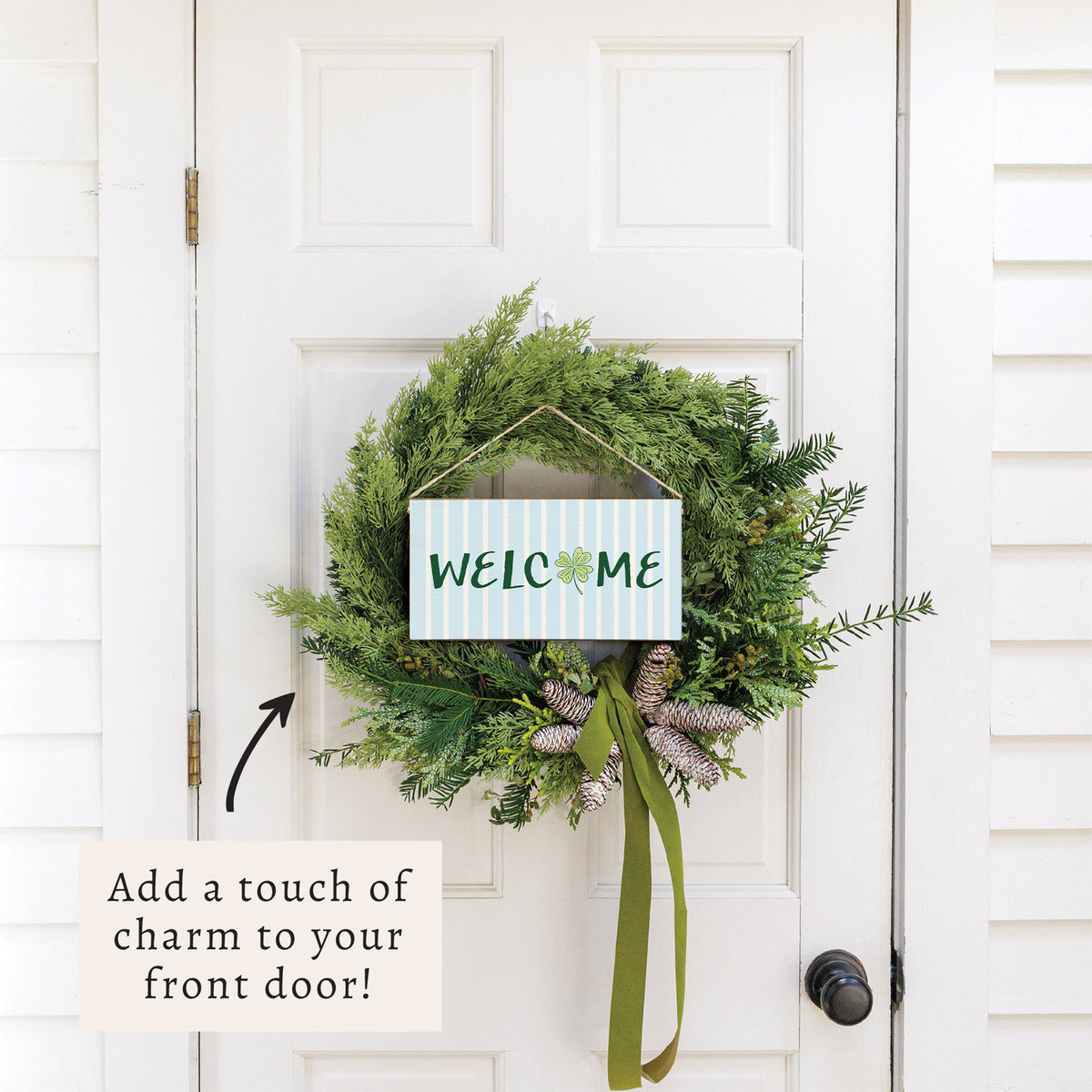 Preppy Shamrock Welcome Twine Sign