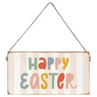 Pink Striped Happy Easter Twine Hanging Sign