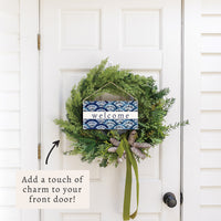 Boho Blue Fan Welcome Twine Sign