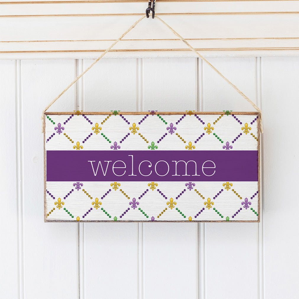 Signature Mardi Gras Welcome Twine Sign