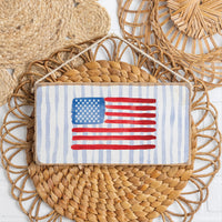 American Flag Watercolor Twine Sign