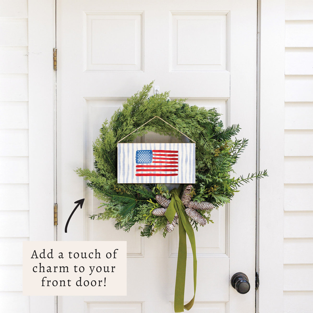 American Flag Watercolor Twine Sign