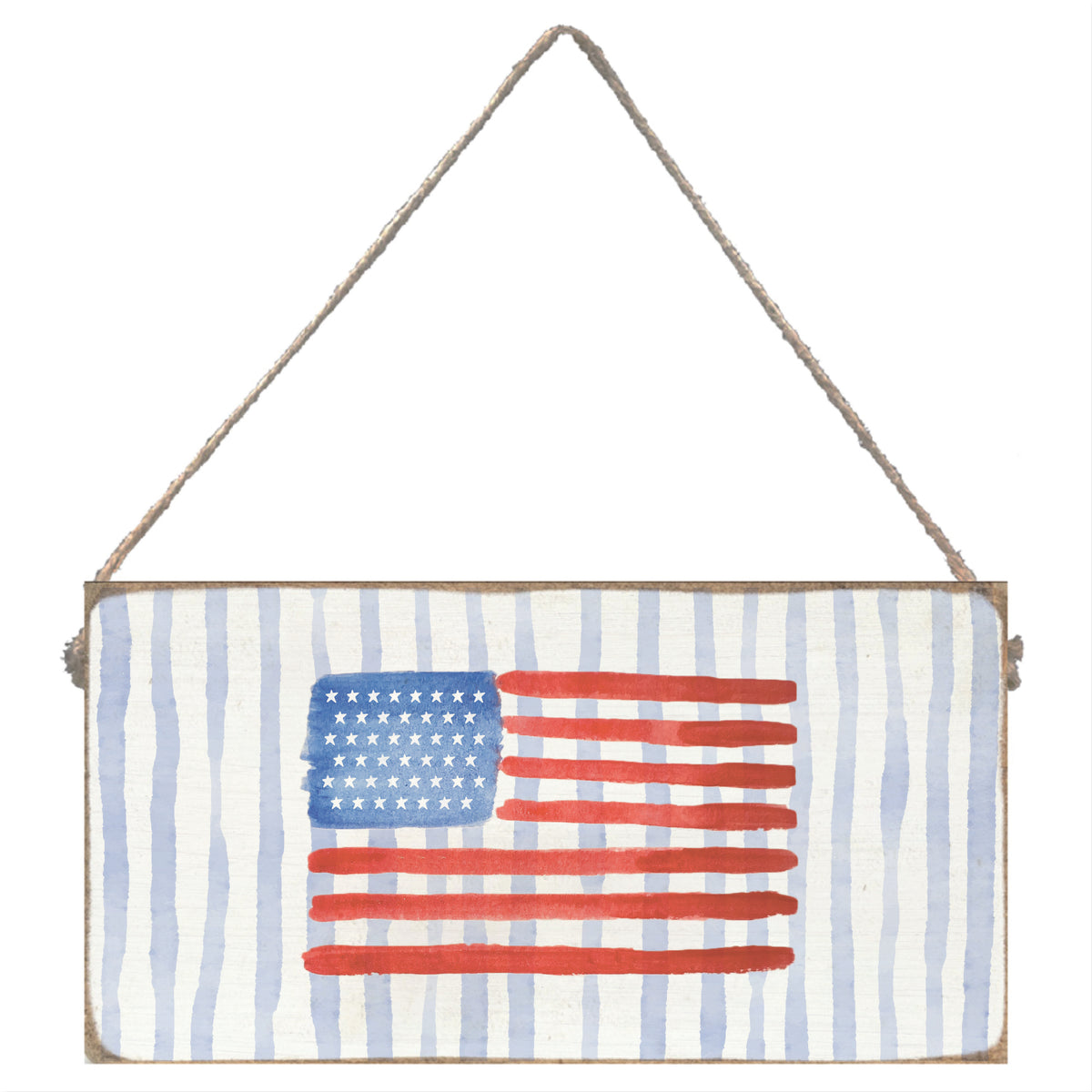 Blue Striped American Flag Twine Sign