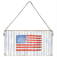 Blue Striped American Flag Twine Sign
