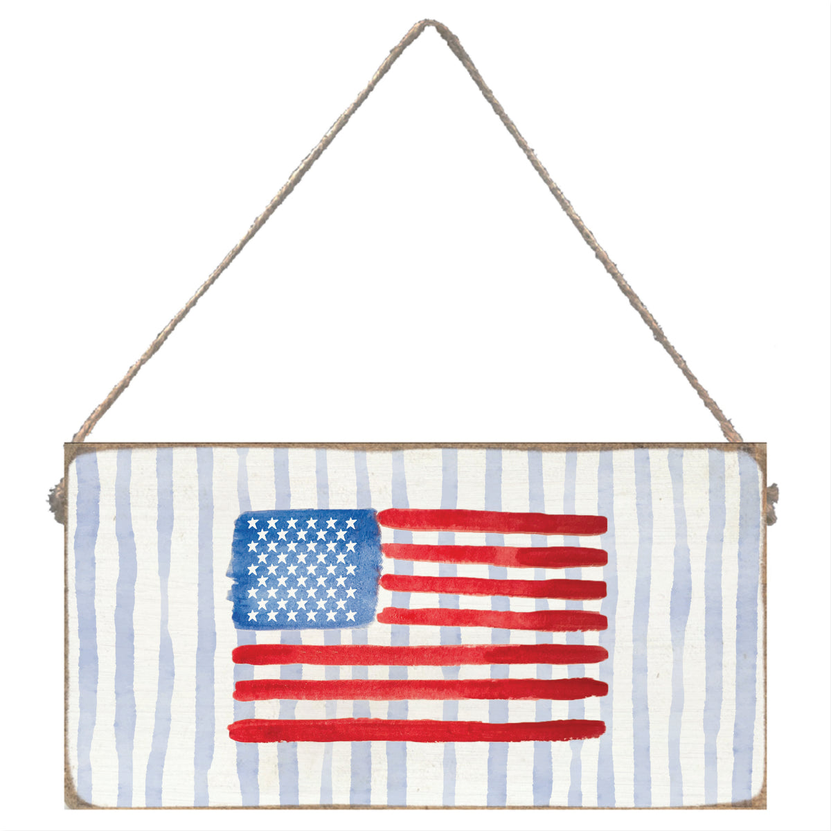 American Flag Watercolor Twine Sign