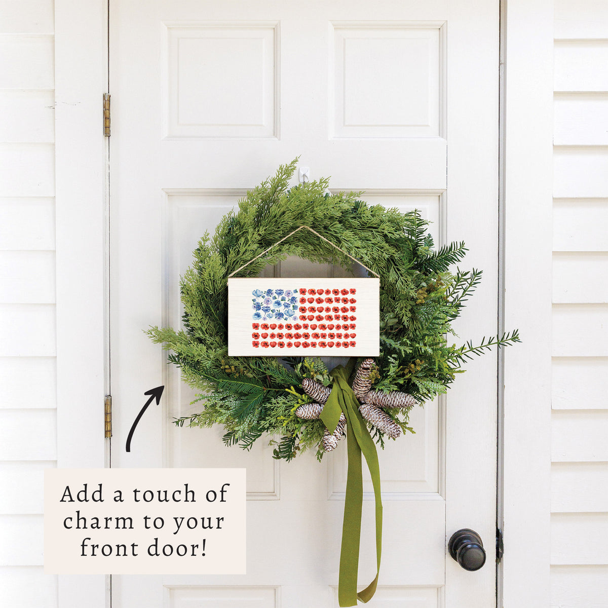 American Flag Floral Twine Sign