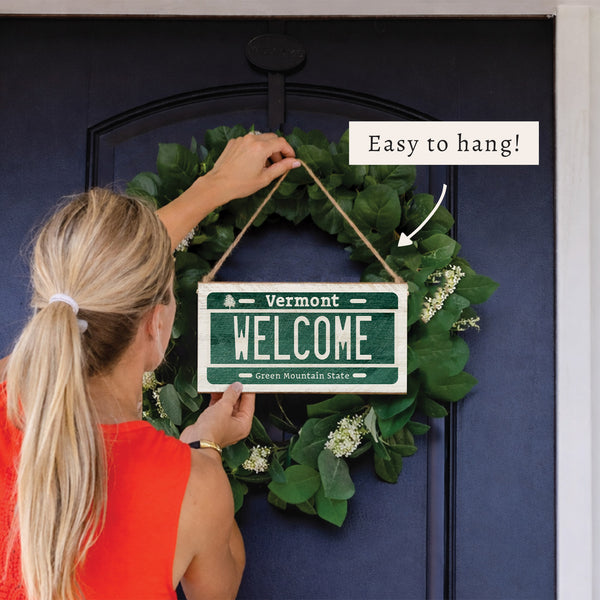 Vermont Welcome License Plate Twine Sign