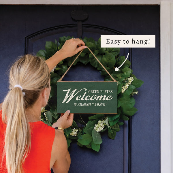Vermont Green Plates Welcome Twine Sign