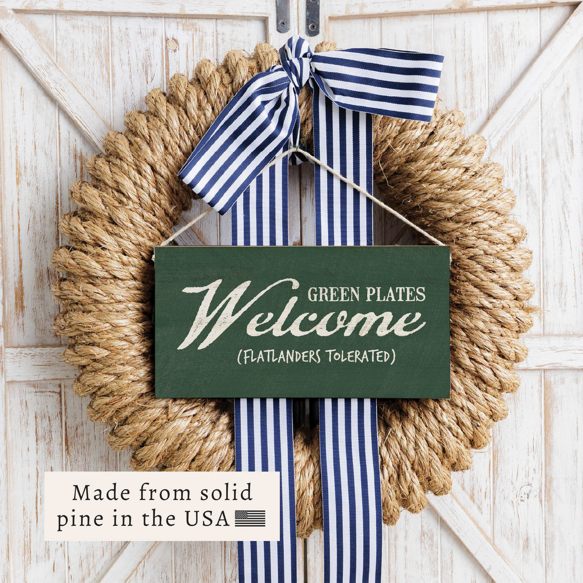 Vermont Green Plates Welcome Twine Sign