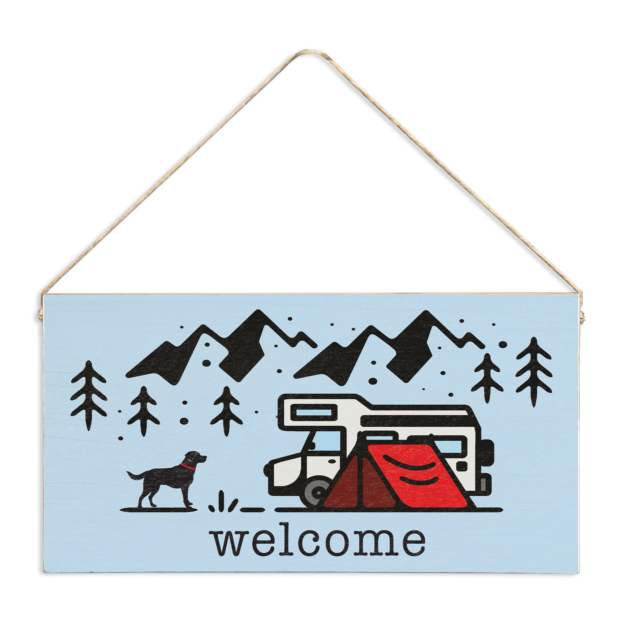 Camping Dog Adventure Welcome | Twine Sign – Rustic Marlin
