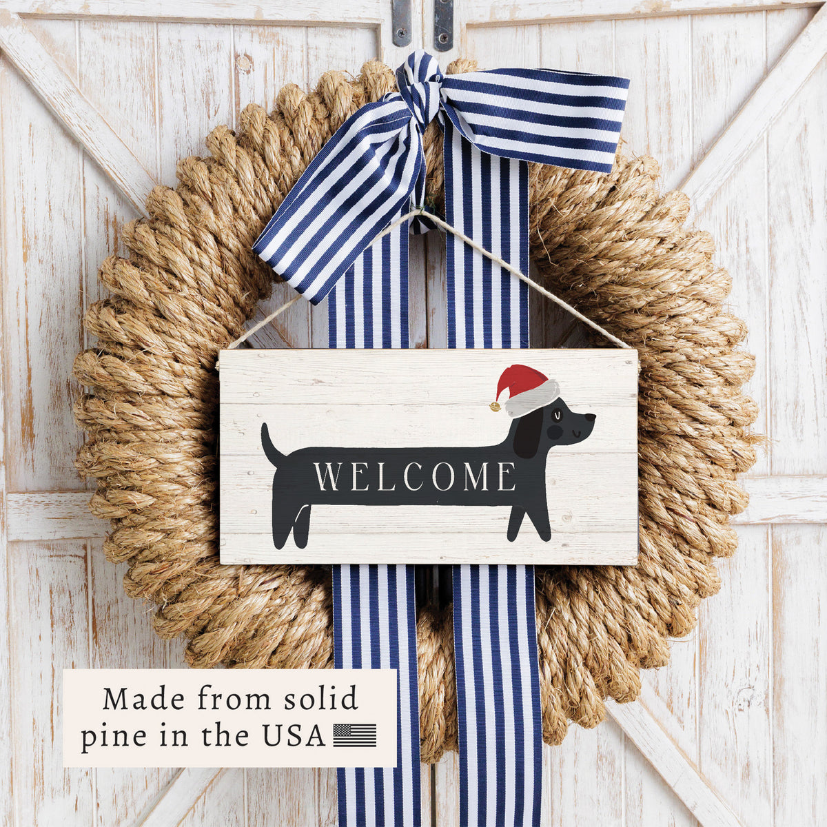 Holiday Dog Welcome Twine Sign