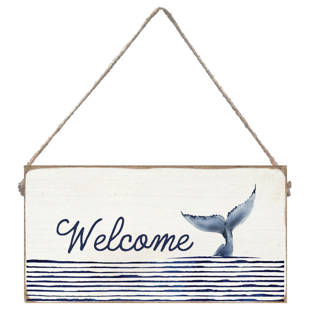 Welcome Whale Tail Twine Sign