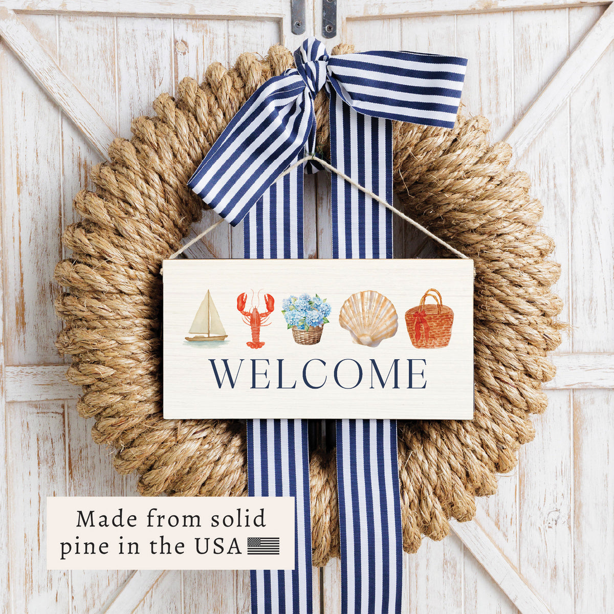 Coastal Icons Welcome Twine Sign