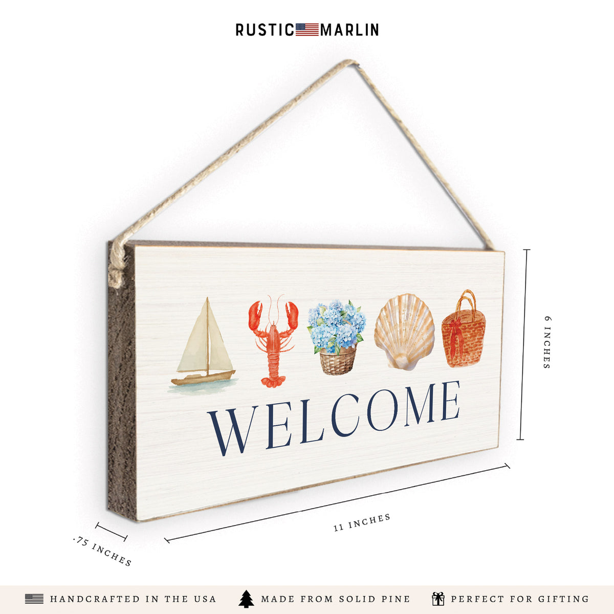 Coastal Icons Welcome Twine Sign