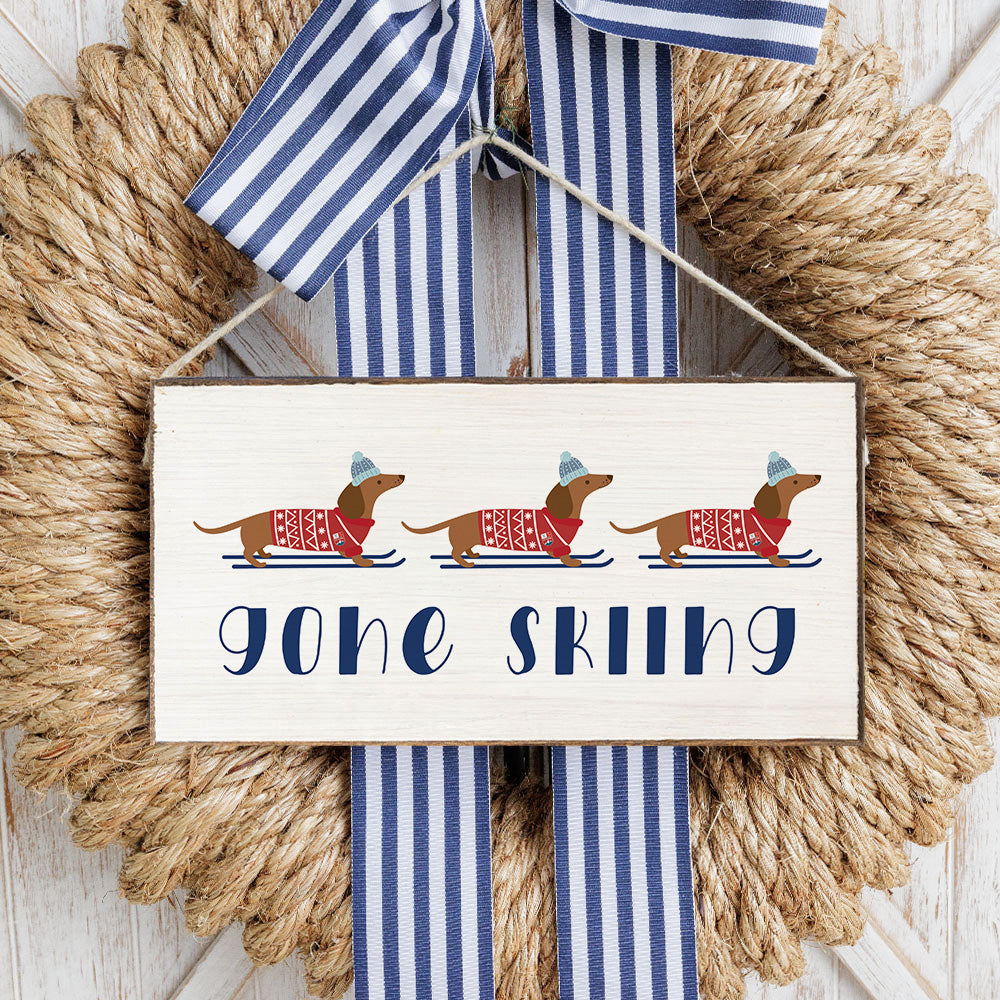 Gone Skiing Twine Sign