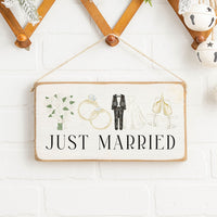 Wedding Just Married Icons Twine Sign