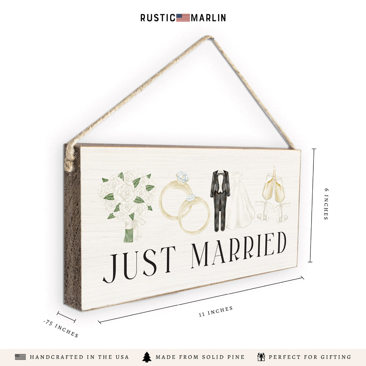 Wedding Just Married Icons Twine Sign