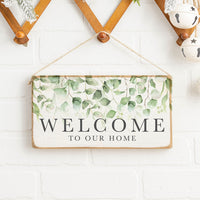 Eucalyptus Welcome To Our Home Twine Sign