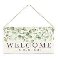 Eucalyptus Welcome To Our Home Twine Sign