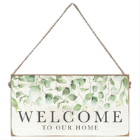 Eucalyptus Welcome To Our Home Twine Sign