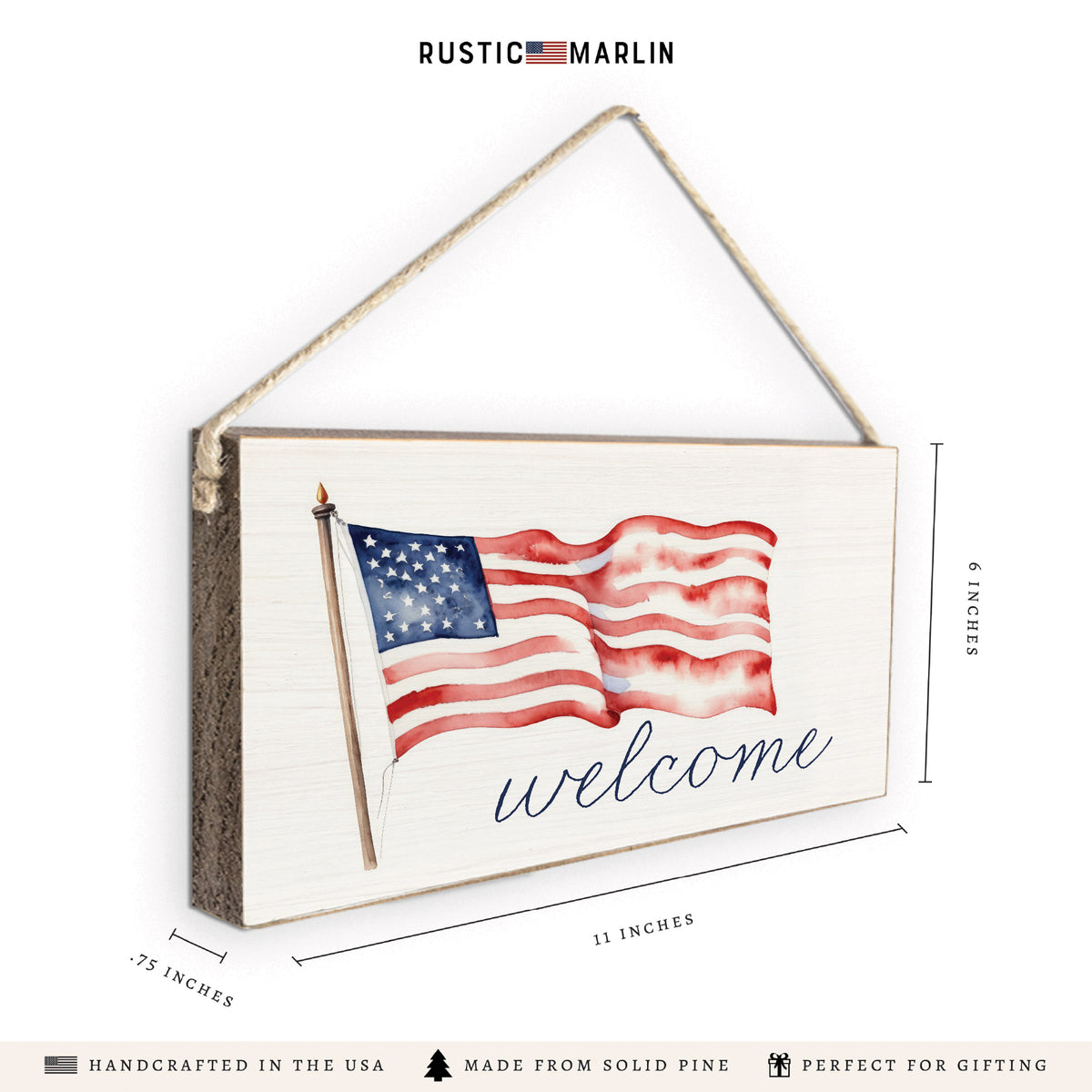 America 250th Flag Welcome Twine Sign