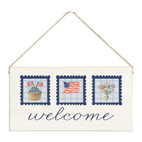 American Flag Stamp Twine Sign