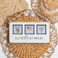 American Flag Stamp Twine Sign