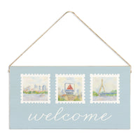 Boston Stamps Welcome Twine Sign