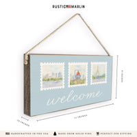 Boston Stamps Welcome Twine Sign