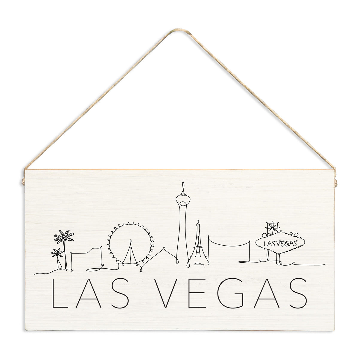 Las Vegas Skyline Sketch Twine Sign