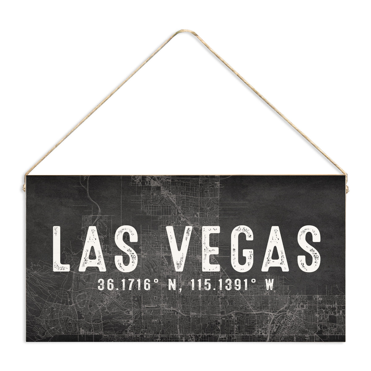 Las Vegas Charcoal Coordinates Twine Sign