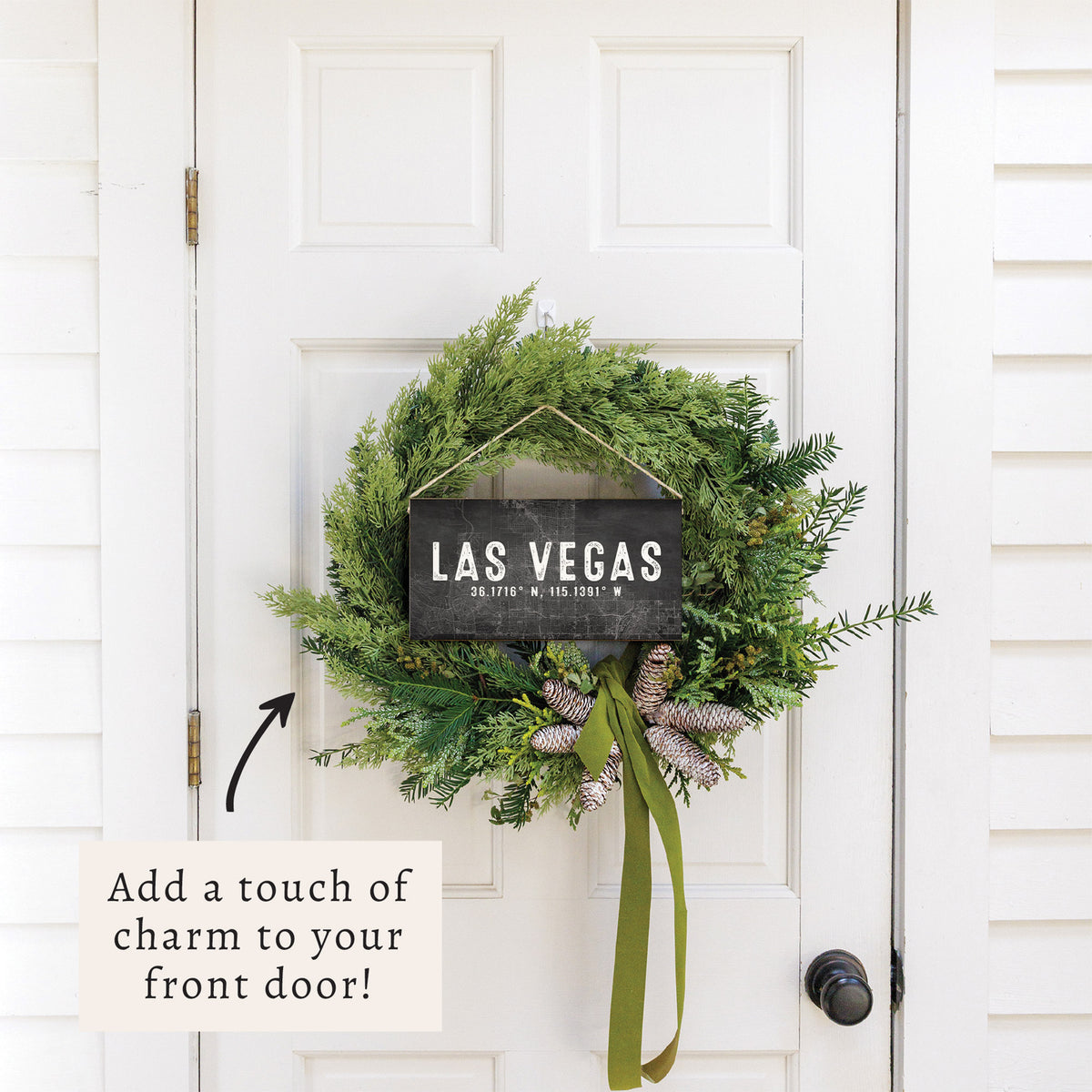 Las Vegas Charcoal Coordinates Twine Sign