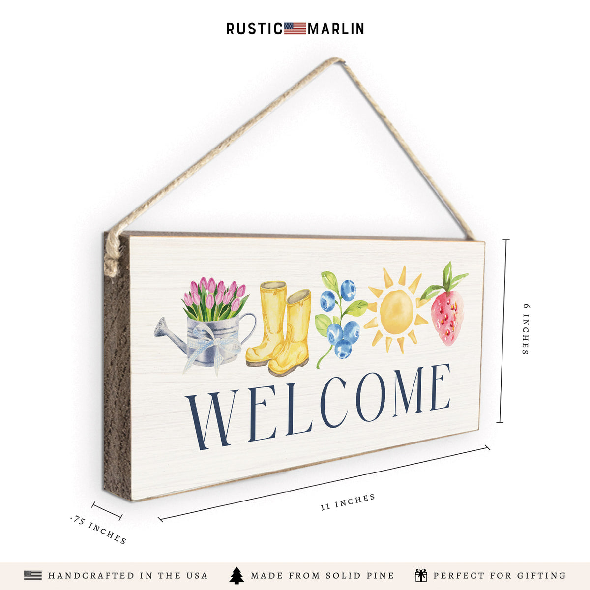 Spring Icons Welcome Twine Sign