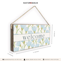 Blue Blossom Welcome Twine Sign