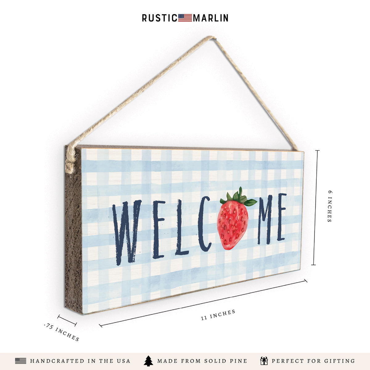 Strawberry Welcome Twine Sign