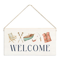 Lake Icons Welcome Twine Sign