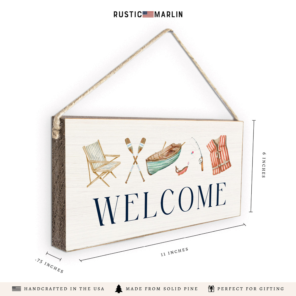 Lake Icons Welcome Twine Sign