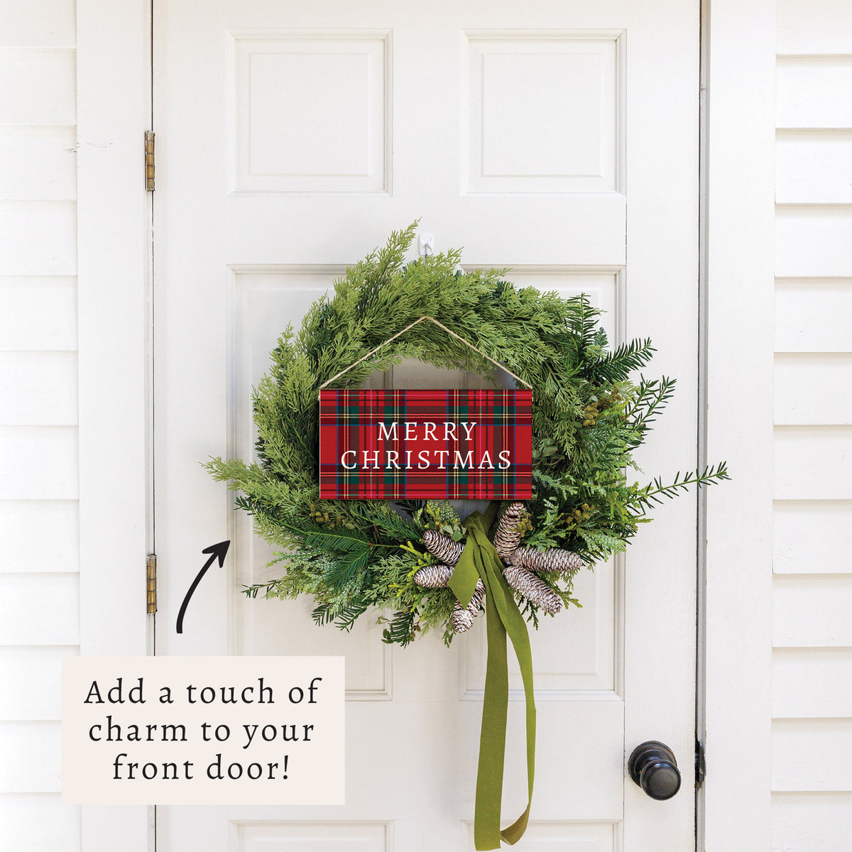 Classic Tartan Merry Christmas Twine Sign
